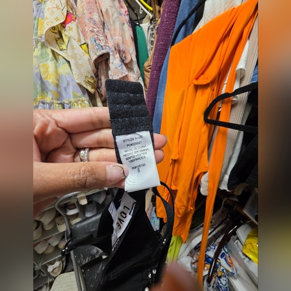 Black Beaded Bra with Silver Accents - Picture 2 of 2